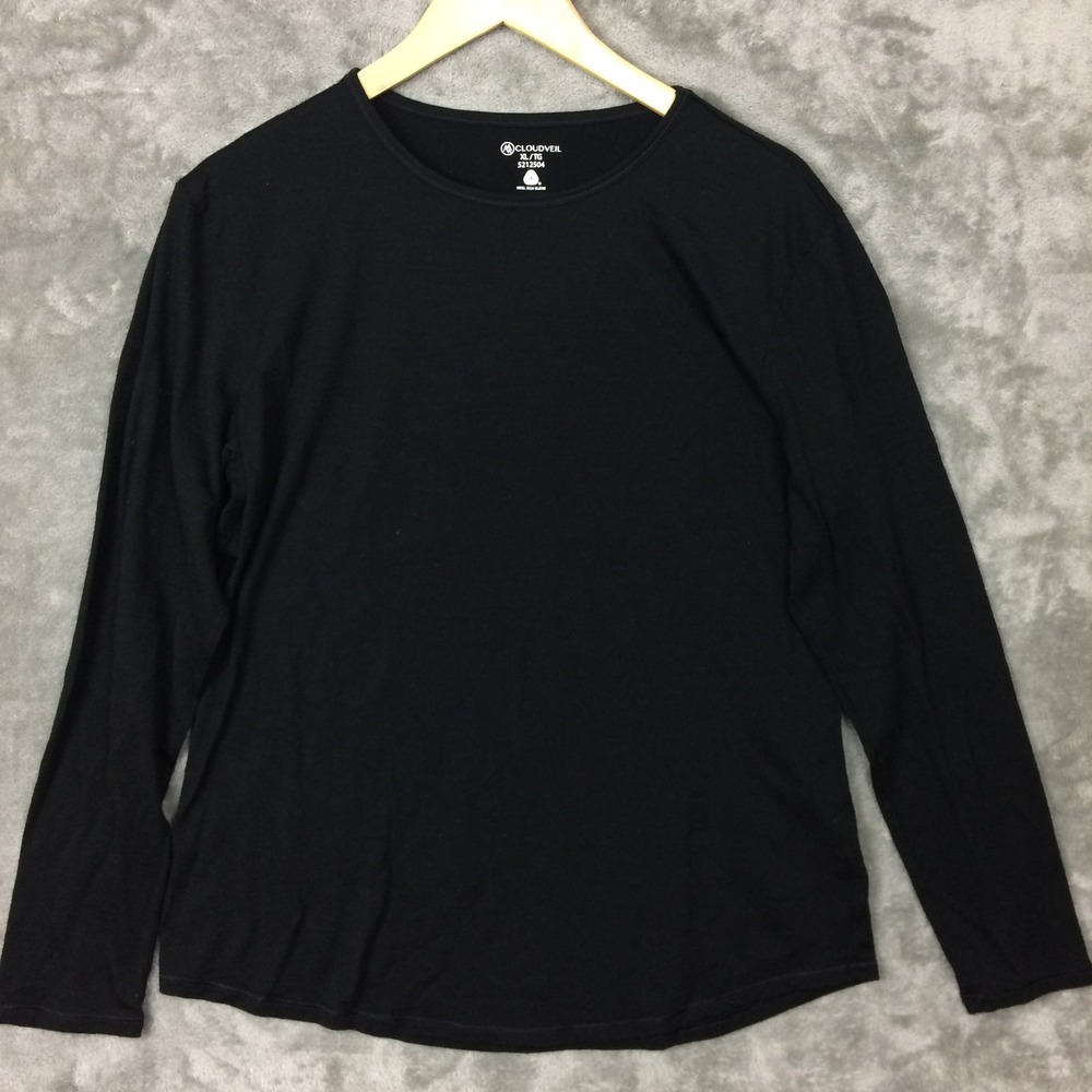 Cloudveil Shirt Womens XL Merino Wool Black Long Sleeve Base Layer Hiking